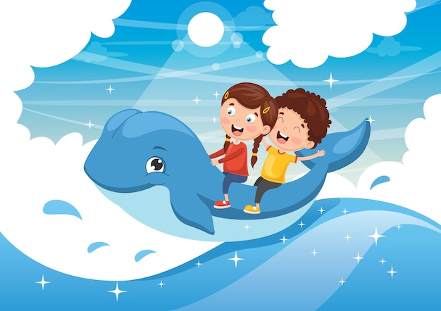 Illustration De Vecteur D'enfants Baleine