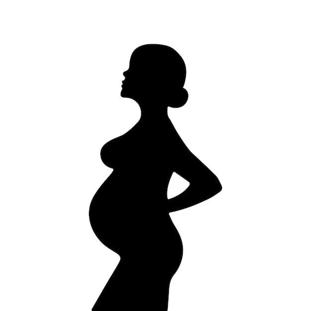 Illustration De Vecteur De Fille Enceinte Isolée Sur Fond Blanc. Femme Enceinte. Femme Enceinte Silho