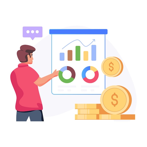 Une illustration de vecteur plat d'analyse de profit