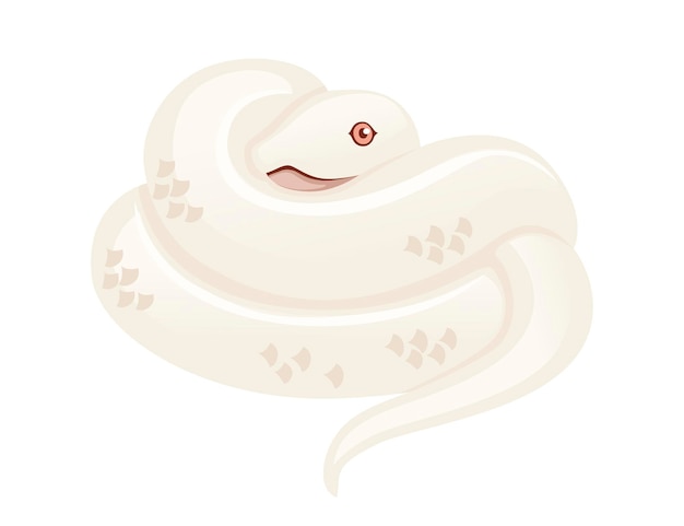 Illustration De Vecteur Plat De Dessin Animé De Serpent Albinos Blanc Dessin Animé Isolé Sur Fond Blanc.