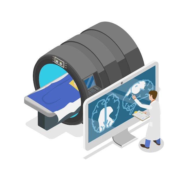 Illustration à vecteur plat isométrique 3D de la radiologie diagnostique