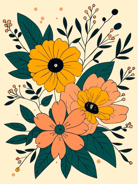 Illustration de vecteurs de motifs de fleurs colorées décoratives