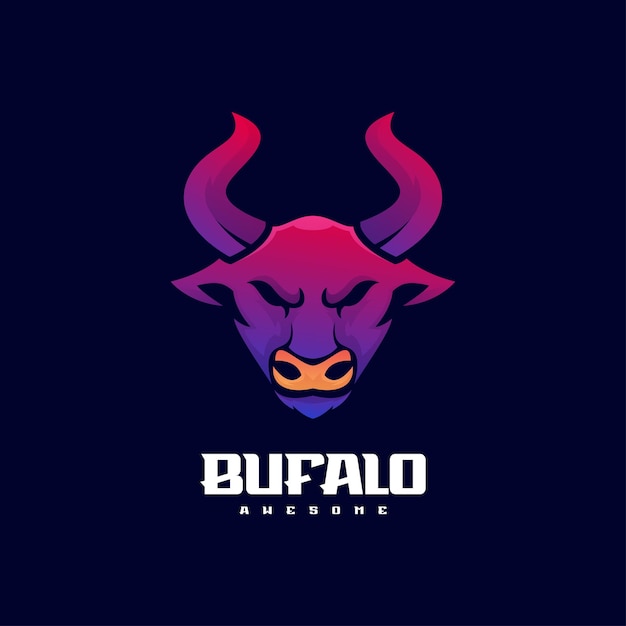 Illustration Vector Buffalo Gradient style coloré