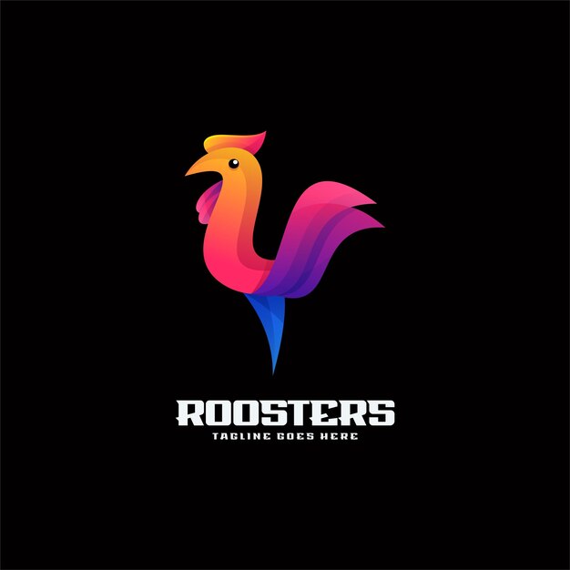 Vecteur illustration vector roosters gradient style de logo coloré