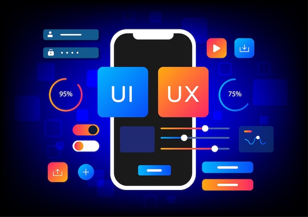 Illustration vectorielle 3D d’un design d’UI ou d’UX plat