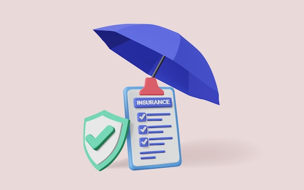 Illustration vectorielle 3d du concept d'assurance Politique de protection d'assurance Garantie d'affaires Affaires d'assurance soin de la vie familiale Assurance vie Assurance santé Bouclier accident Eps 10