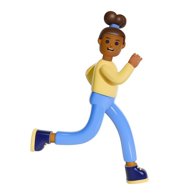 Illustration vectorielle 3D d'une femme noire en course