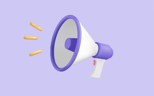 Illustration vectorielle 3D de l'icône du haut-parleur Megaphone isolée sur fond rose Icône de l'orateur Orateur de bruit Parlez de nouvelles Annonce de radiodiffusion Concept de temps de marketing dessin animé de style minimal