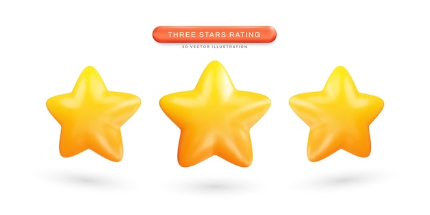 Vecteur illustration vectorielle 3d réaliste de trois étoiles