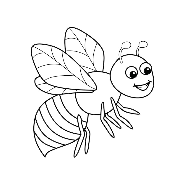 Illustration vectorielle d'abeille. Abeille jaune de dessin animé. Tirage à la main d'abeille isolé.