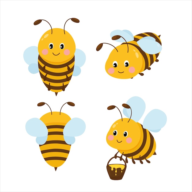 Illustration vectorielle d'abeilles mignonnes