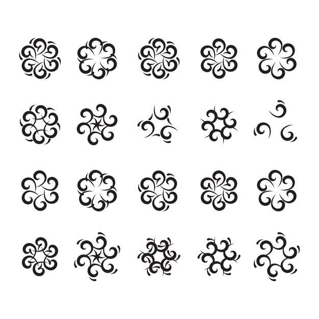 Illustration Vectorielle Abstraite Artistique à Formes Florales Multiples Illustration Vectorielle Florale Noire