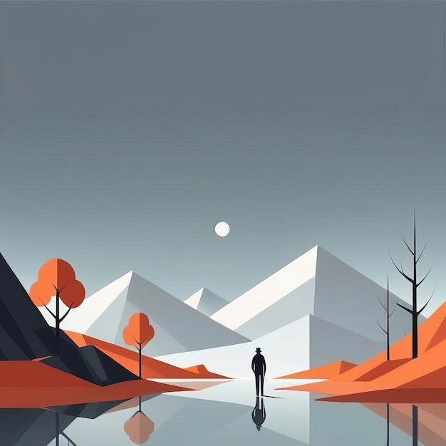 Illustration Vectorielle Abstraite Du Paysage Avec Des Montagnes