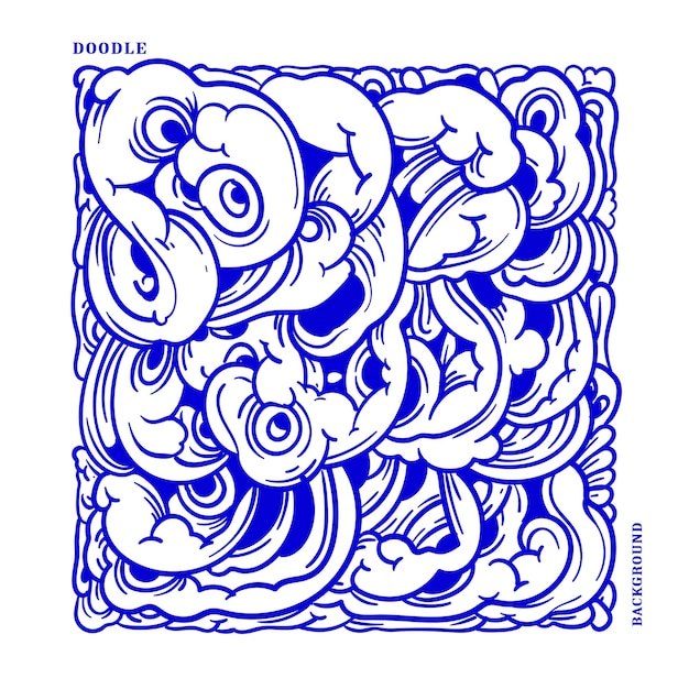 Illustration Vectorielle Abstraite Ethnique Et Culturelle Doodle En Couleur Bleue Pour Le Fond