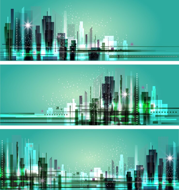 Vecteur illustration vectorielle abstraite de l'horizon nocturne de la ville