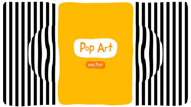 Illustration Vectorielle Abstraite Op Art, Fond Orange Jaune, Conception D'illustration Pop Art Avec Ligne Géométrique D'illusion D'optique.