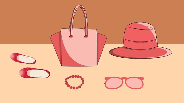 Illustration Vectorielle Des Accessoires Féminins