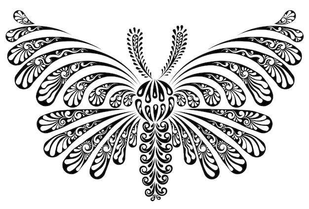 Illustration Vectorielle Ajourée Décorative D'un Beau Papillon