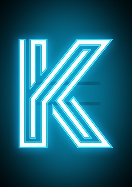 Vecteur illustration vectorielle de l'alphabet de la lettre k au néon de la lueur