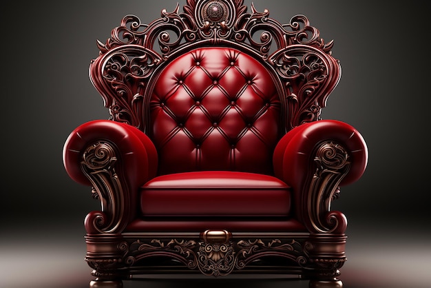 Vecteur illustration vectorielle d'un ancien trône royal rouge isolé sur un fond sombre dans un style réaliste