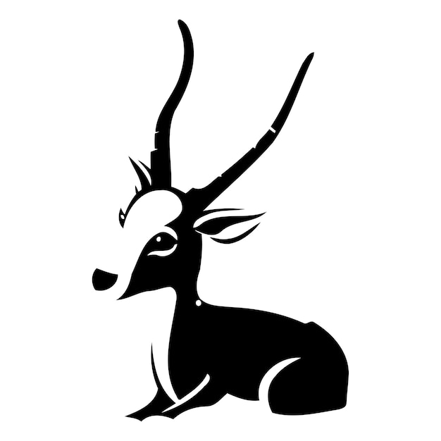 Vecteur illustration vectorielle d'une antilope dans le style de dessin animé sur fond avec des cœurs