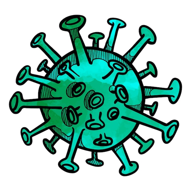 Illustration vectorielle aquarelle coronavirus covid19 dessinés à la main