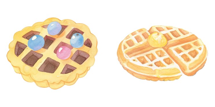 Vecteur illustration vectorielle à l'aquarelle sur une gaufre 10