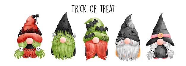 Illustration Vectorielle Aquarelle Gnome Halloween Halloween