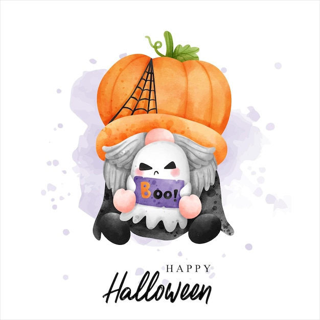 Illustration Vectorielle Aquarelle Gnome Halloween Halloween