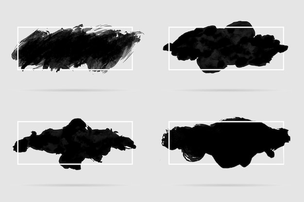 Illustration vectorielle Aquarelle noire Nuage de forme similaire ou fumée et cadre rectangulaire