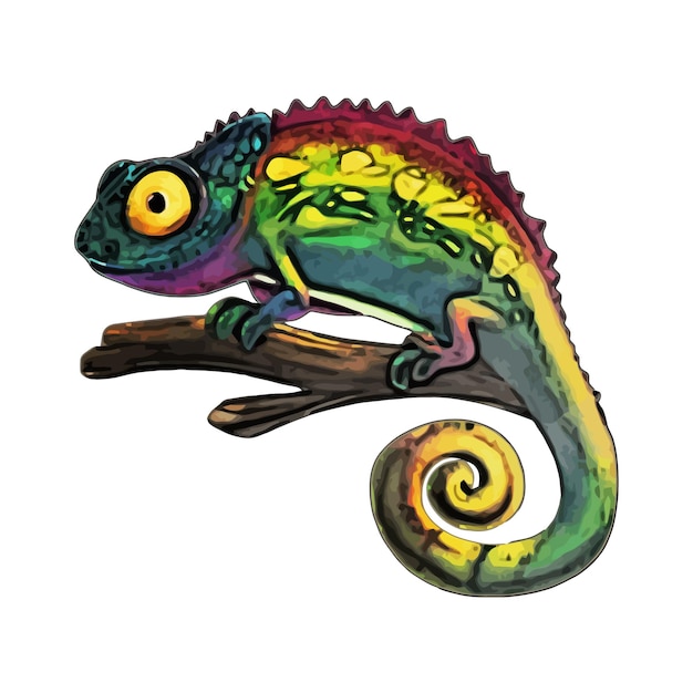 Illustration Vectorielle à L'aquarelle Vert Caméléon