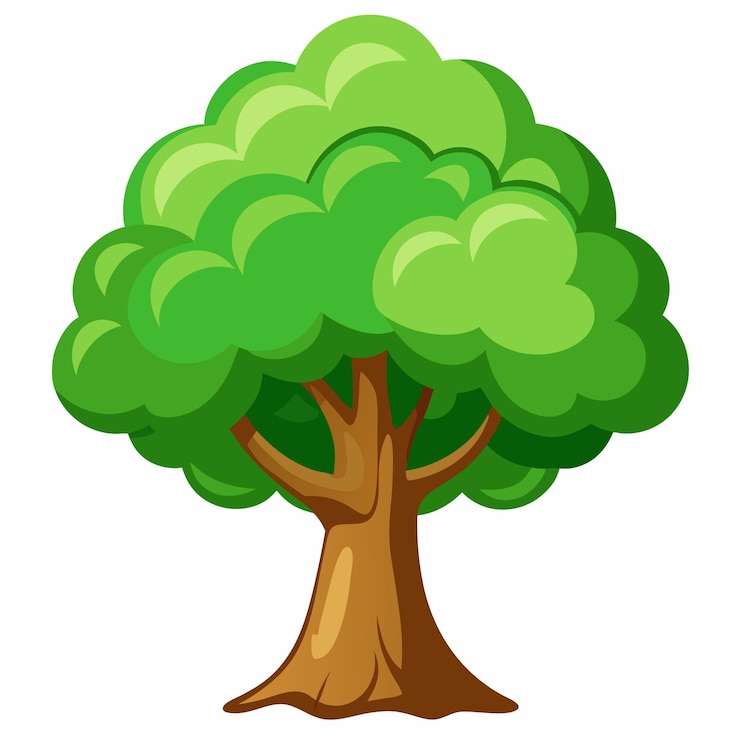Vecteur illustration vectorielle d'arbre clipart style dessin animé png sur fond blanc
