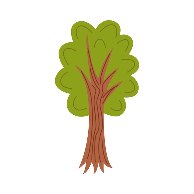 Illustration vectorielle d'arbre de dessin animé isolé sur fond blanc