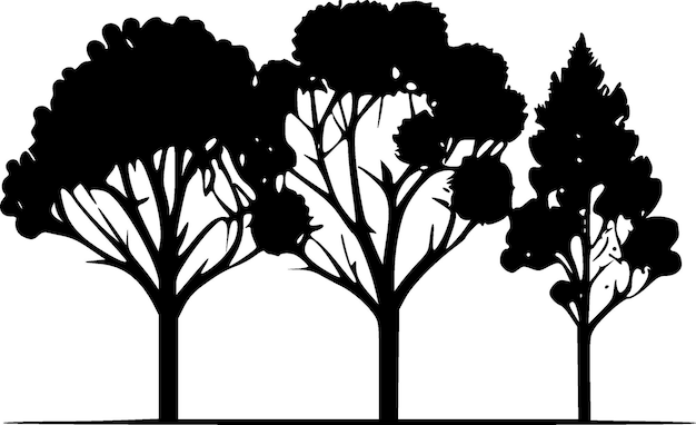 Illustration Vectorielle Des Arbres à La Silhouette Minimaliste Et Simple