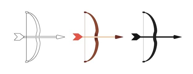 Illustration vectorielle arc isolé Icône de flèche définie dans un plat