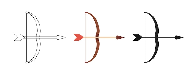 Illustration Vectorielle Arc Isolé Icône De Flèche Définie Dans Un Plat