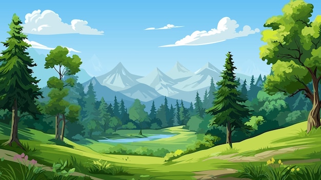 Illustration vectorielle de l'arrière-plan du paysage de la scène naturelle