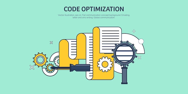 Illustration Vectorielle Arrière-plan Plat Codage De Programmation Seo Optimisation Des Moteurs De Recherche App