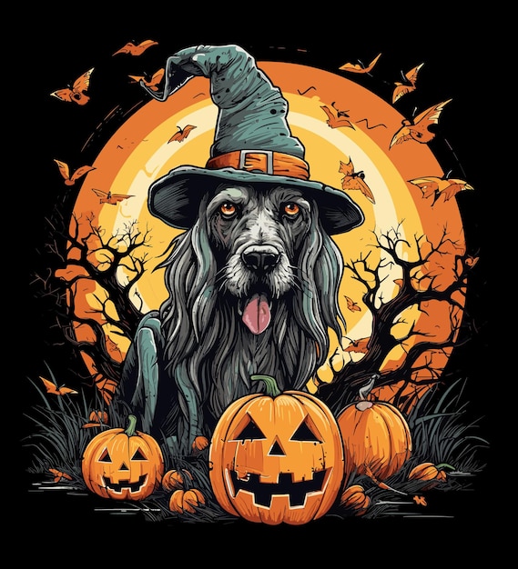 Vecteur illustration vectorielle d'art de chien d'halloween