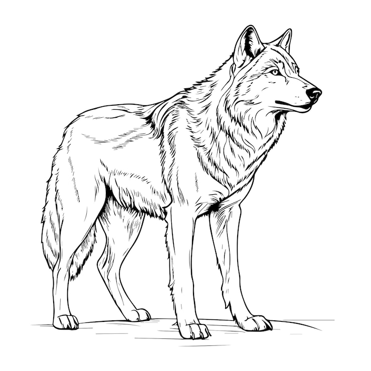 Vecteur l'illustration vectorielle de l'art en ligne du loup et du chiot de loup