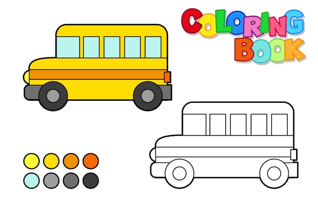 Illustration Vectorielle D'un Autobus Scolaire Livre De Coloriage Pour Enfants Niveau Simple