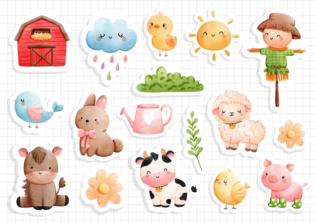 Illustration vectorielle d'autocollant Happy Farm