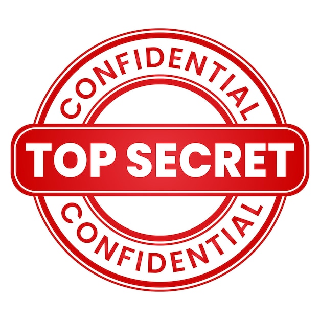 Illustration vectorielle d'autocollant de timbre confidentiel rouge Top Secret