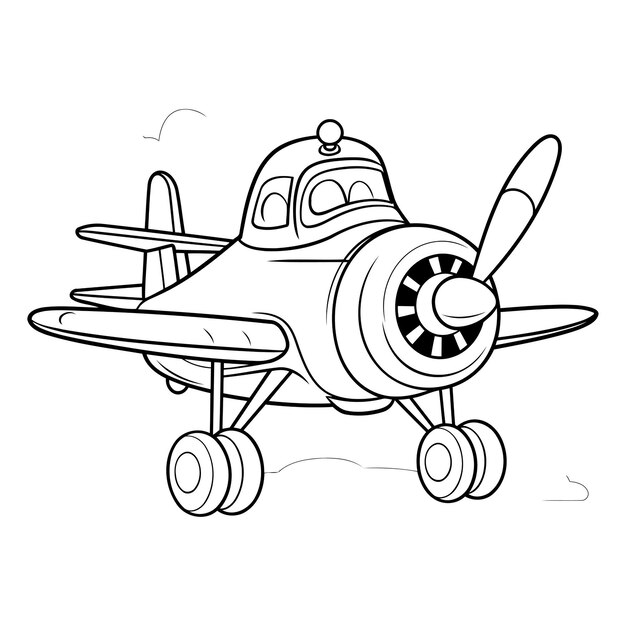 Vecteur illustration vectorielle d'un avion de dessin animé livre à colorier pour enfants