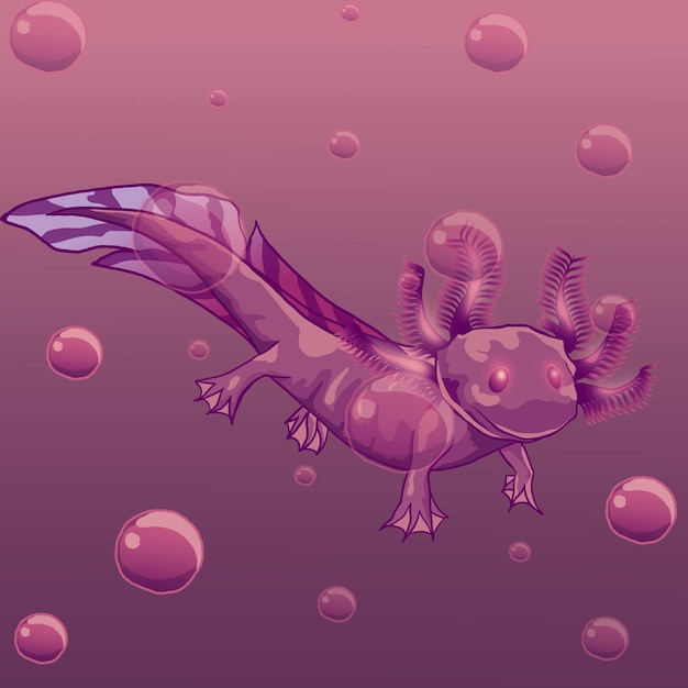 Illustration Vectorielle D'axolotl Avec Des Bulles