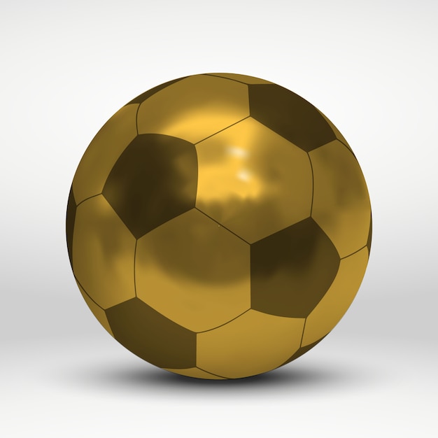 Illustration vectorielle avec ballon de foot doré sur fond blanc