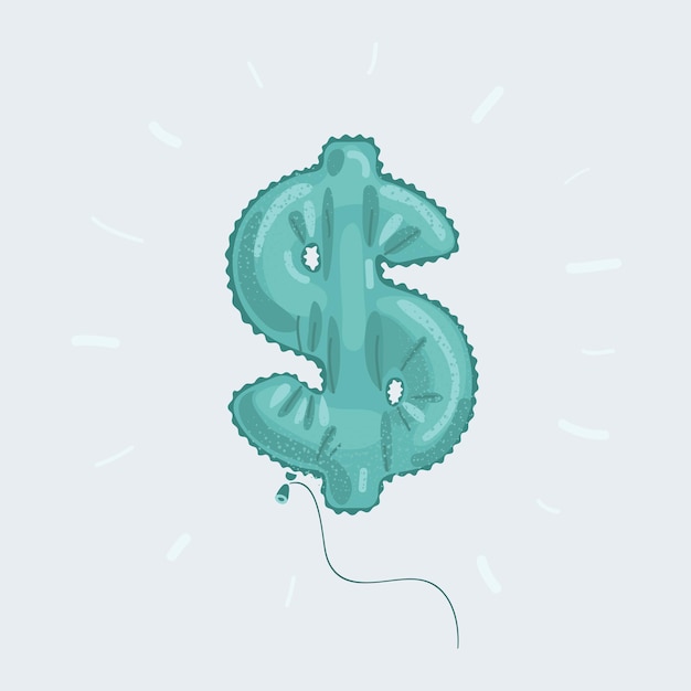 Vecteur illustration vectorielle de ballon gonflable symbole dollar vert isolé sur fond blanc