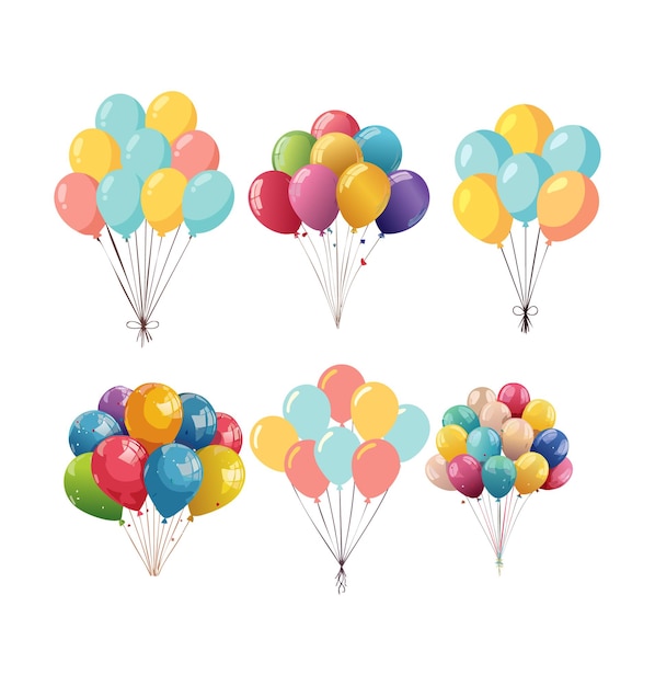 Illustration vectorielle de ballons colorés Bunch pour les fêtes et les célébrations