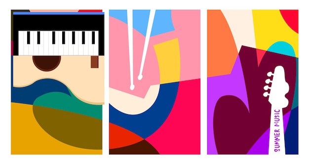 Vecteur illustration vectorielle bannière colorée du festival de musique d'été