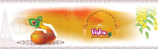 Vecteur illustration vectorielle de la bannière du concept happy vishu